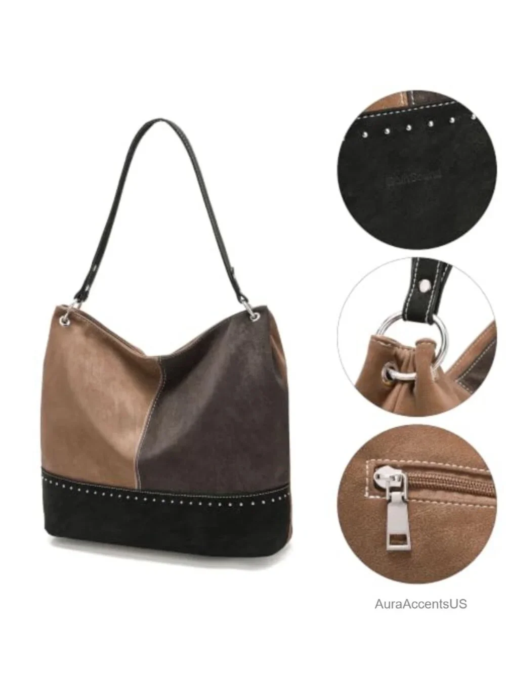Suede Hobo Crossbody Bag - Medium Tote Purse for Women